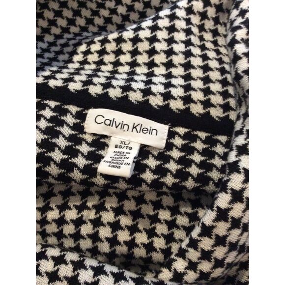 Calvin Klein Houndstooth Tunic Sweater Cowl Neck Size XL Black white - Picture 5 of 5